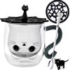 Arawat Bicchieri a doppia parete Tazza con gatto Bicchiere nero Gatto con manico Tazza da caffè con cucchiaino Sottobicchiere Tazza da caffè Bicchieri Tazza da tè Tazze da caffè espresso