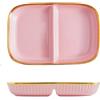 OnePines Piatti Ceramica con Scomparti, Piatto Diviso in 2, Piatto Dieta per il Controllo Delle Porzioni, per Feste, Colazione, Snack, Dessert, Insalate, Lunghezza: 23.8cm/9.37 inch