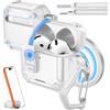 MoKo per Custodia AirPods 4 con Chiusura 2024, Bianco | Compatibile con MagSafe, Supporto per Telefono & Pop-up Auto per Custodia AirPod 4a Gen, Copertura Protettiva con Kit Pulizia