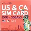 BeachSIM Solo Dati Prepagata SIM Nord America 30 Giorni. 10GB Dati 4G/5G ad Alta Velocità. Roaming 0 Negli USA e Canada. Attivazione Rapida Online.