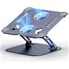 LPUNCD Supporto per Laptop Regolabile in Altezza con Ventola RGB - Pieghevole in Lega di Alluminio, Ventilato, Ergonomico - Compatibile con Tutti i MacBook e Laptop