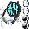 Diruite 4+4 Pezzi Cover per Samsung Galaxy Watch 6 44mm Pellicola Protettiva,Resistente Graffi PC Custodia*4 & Trasparente Vetro Temperato Pellicola*2 + Privacy Vetro*2 per Galaxy Watch 6 44mm