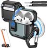 MoKo per Custodia AirPods 4 con Chiusura 2024, Verde mela+Nero | Compatibile con MagSafe, Supporto per Telefono & Pop-up Auto per Custodia AirPod 4a Gen, Copertura Protettiva con Kit Pulizia