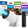 Astarama Mini Proiettore, Proiettore Portatile 4K, Upgraded Videoproiettore con Bluetooth 5.4 WiFi 6, Ruotabile 180°, Android 14, Correzione Trapezoidale Projector Compatibile iPhone/Android/PC (Bianco)