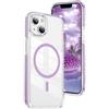 IMEIKONST Custodia Trasparente per iPhone 15 (6,1), [Compatibile con MagSafe] Magnetica Sottile Anticaduta Anti-ingiallimento Protezione Militare Cover per iPhone 15. Viola CHTM