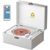 KLIM RETRO CD PLAYER - Lettore CD Portatile con Altoparlanti, Ricevitore Bluetooth, AUX, USB, Batteria Ricaricabile, Design Retrò, Stereo Compatto per Casa e Musica - Bianco