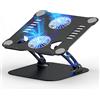 LPUNCD Supporto PC Portatile con Ventola, Supporto Laptop Pieghevole Regolabile in Alluminio, Supporto per PC Notebook Compatibile con MacBook, Tablet, Laptop (10-17)