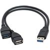 SELIACR Adattatore USB 3.0 a 2*USB Femmina e Maschio, USB3.0 e 2.0 Femmina, 30cm Doppia Porta di Ricarica/Trasferimento Dati