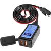 MEIRIYFA Motorcycle USB Phone Charger, SAE Dual USB Phone Tablet GPS Charger Adattatore 3A Caricatore Veloce con Voltmetro, ON/Off Interruttore Impermeabile Accessori Moto