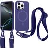 Jrkvniv Cover per iPhone 14 Pro Max con Cordino, Custodia con Regolabile Laccio Collana Tracolla, Ultra Sottile Silicone Antiurto AntiGraffio Protettiva Case per iPhone 14 Pro Max, Blu