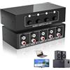 Tkxjry AUX Audio Switcher, Audio Video Splitter 4 in 1 Out, RCA / 3,5 mm Port 4 in 1 Out, Commutatore audio bidirezionale 3,5 Mm Aux + RCA L/R, Passivo Audio Switcher Per Cuffie Telefono Audio