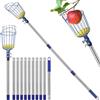 DBREAKS Raccogli Frutta, 4,2M Raccogli Mele con Manico Telescopico, Palo in Acciaio Inox Leggero Raccogli Frutta, Acciaio Inox Cestino con Cuscinetto in Schiuma, Diametro 16 cm
