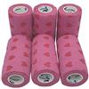 PintoMed BENDAGGIO COESIVO LOVE CUORI FASCIATURA COESISIMA Allungata 6 rotoli x 10cm x 4.5m Bendaggio flessibili autoadesivi, bende per avvolgimenti sportivi di primo soccorso