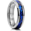 King Will Anello nuziale da uomo in carburo di tungsteno 6 mm/8 mm nero/argento/oro con inserti in foglia blu, rossa, oro, viola e arancione, bordo smussato, V 1/2(64.64mm), Carburo di tungsteno, Non