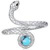 JFASHOP Anelli a serpente in argento Sterling 925 turchese anello aperto regolatore serpente anelli per donne anelli animali punk turchese gioielli regali di San Valentino per uomini e ragazze