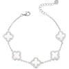 Evensee Bracciale Quadrifoglio Bianco in Argento 925, Versione Migliorata a 5 Perle con Fissaggio Sicuro, Bracciale Regolabile a 4 Foglie, Lusso Regalo Matrimonio e Natale