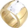 PAMTIER Anello con Gemma Multicolore Largo 10mm per Donne Anello a Fascia in Acciaio Inossidabile con Pietra Esagerata Placcato Oro Bianco Misura 12
