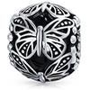 Bling Jewelry Insetto Del Giardino Stile Vintage Filigrana Barile Rotondo Farfalla Charm Bead Per Donne Madre .925 Argento Adatto A Bracciale Europeo