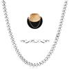 Aretas Collana a catena cubana in acciaio inossidabile da 3/4/5/6 mm, per uomo e uomo, gioielli in argento, regali di Natale per uomo, ragazzi, bambini, lunghezza 40/55/50 cm, 18in, Acciaio