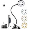 KNAMKY - Lampada da tavolo a LED, clip con porta di ricarica USB, protezione per gli occhi, 3 colori, 10 luminosità, dimmerabile, flessibile a 360°, computer portatile, ufficio