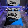 Homemissing Set copripiumino Gamer per bambini e ragazzi, set biancheria da letto videogiochi, set biancheria da letto per giocatori, 3 pezzi, nero, blu, grigio (king size - 260x220cm)