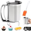 Raxfekro Distributore di pasta in acciaio inox, 900 ml, con manico per schiacciare, dosatore per pasta, per pancake, muffin, biscotti e cialde, NX-mianhufenpeiqi01