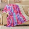 Emme - Coperta in finta pelliccia, super morbida, spessa ed elegante, in microfibra soffice, calda e confortevole, reversibile, arcobaleno-rosa e viola, 130 x 150 cm