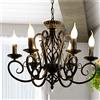 Ganeed Lampadario rustico francese di campagna, lampadari in ferro con candela a 6 luci da fattoria, lampada a sospensione in metallo vintage per isola cucina, sala da pranzo, camera da letto…