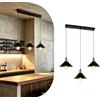 FIRVRE Lampadario Industrial 3 Luci, Nero Lampadario a Sospensione Vintage E27 per Cucina Sala da Pranzo Soggiorno Studio(Base Rettangolare)