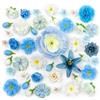 MELLIEX 44 Pezzi Fiori Finti Artificiali, 16 Tipi Piccole Fiorellini Finti per Decorazioni Artificiali da 1,7 a 9 cm per Artigianato DIY Matrimoni (Blu Bianco)