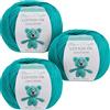 Utopia Crafts Amigurumi, filato di cotone DK per uncinetto e lavoro a maglia, 50% cotone, 50% misto acrilico, 3 confezioni da 50 g (verde giada)