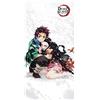 Halantex DEMON SLAYER Tanjiro e Nezuko Kamado - Telo Mare Spiaggia Bagno Beach Towel - 100% cotone - Dimensioni 70x140cm