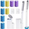 Hahorpa Scopino Bagno WC Usa e Getta, Scopettino a Muro Bagno con Manico Lungo e Testina in Spugna Usa e Getta, Scopino per WC con 48 Ricariche Detergenti per Lavandini e Vasche da Bagno (3 sapori)