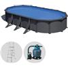 Gre Anthracite Ovale 730x375x132 cm - Piscina fuori terra in acciaio