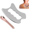 FIUTEKO Set Gua Sha in Acciaio Inox 2 in 1,Raschietto Facciale Rosé & Mini Gua Sha Make-up Massaggiatore per Viso Corpo Drenaggio Linfatico Relax Muscolare Lifting per Jawliner, Viso, Occhi, Collo