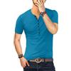 KUYIGO Uomo T Shirt Manica Corta Cotone Henley Camicie Moda Casual T Shirts S-XXL