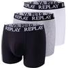 REPLAY I101102-004-N175 Boxer, con Logo (3 Pezzi) Boxer da Uomo Uomo Black/Grey Melange/Turquoise Taglia M