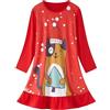 LOLPIP Abiti da notte per ragazze di Natale, abiti da notte a maniche lunghe, pigiama invernale, per bambini, da 3 a 10 anni, Albero di Natale rosso lungo, M(110)