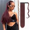 FESHFEN Posticci per capelli Extension Coda Di Cavallo Capelli Wine vino Lunga Estensione Capelli Sintetici Coda Capelli Extensions per Donna 70cm, 150g