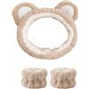 corgi butt Fascia per il viso con asciugamani da polso, in morbido pile corallo, fascia per trucco spa, design elastico per la cura della pelle con orecchie d'orso (colore kaki, standard)