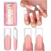 NOVO OVO Long Sharp Square White French Tip Nail Tips Press on Baby Pink Gel Gel & Top Coat & Colla Soft Gel Extension per fai da te 15 misure, 180 pezzi
