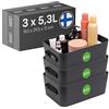SmartStore Contenitore in plastica medio con manici 3× 5,3 L | Cestino organizer per bagno, lavanderia, cucina, ufficio | Contenitore blu con garanzia di 10 anni | L29,5×P19,5×A12cm