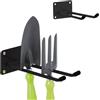Relaxdays Gancio Porta Attrezzi da Giardino, Set da 2, L: 24 cm, Appendi Accessori Giardinaggio e Officina, Nero