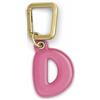UNTAGS - Charm Lettera D - Materiale Effetto Pelle - Ciondolo per Smartphone, Portachiavi con Moschettone in Metallo Colore Oro Incluso - Rosa