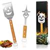 XTUDOU® 2 Pezzi Attrezzi Barbecue, Spatola Lunga per Barbecue, Spatola Barbecue Acciaio Inox con Lungo Manico in Legno, per Attività All'Aperto, Campeggio E Serate Barbecue