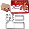 Generic SUNCHE 10 Pezzi Gingerbread House di Natale, Formine Biscotti Natalizie 3D, Christmas Cookie Cutters Set, Stampini per Biscotti in Acciaio Inossidabile, Stampo Casa di Marzapane, per Cuocere di Cucina