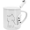 Gearific, Tazza da caffè in ceramica dolce con coperchio e cucchiaio carino, tazza da caffè per amanti dei gatti, donne e ragazze, 3D carino coda di gatto (anteriore)