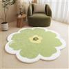 Aimeco - Tappeto morbido e accogliente per bambini, tappeto rotondo per ragazze, camera da letto, cameretta, lavabile, facile da pulire, motivo floreale verde, diametro 120 cm