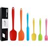 Generisch Set Utensili Cucina in Silicone Professionale - 6 Pezzi, Mestoli, Spatola, Leccapentole, Pennello e Paletta per Cucina, Pasticceria, Torte - Accessori Cucina Sicuri e Durevoli (colorati)