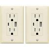 TOPGREENER Set di 2 prese da parete da 3,6 A, 2 porte USB Type-C/A, presa TR 15A, compatibile con iPhone 12/11/SE/XS/XR/X, Samsung Galaxy S20/S10/S9/S8/Note, LG, HTC e Plus Ancore, TU21536AC-LA-2PCS,